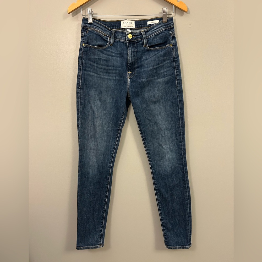 Frame Denim Women's Dark Blue Le High Skinny Jeans Size 28 Colour Valley View